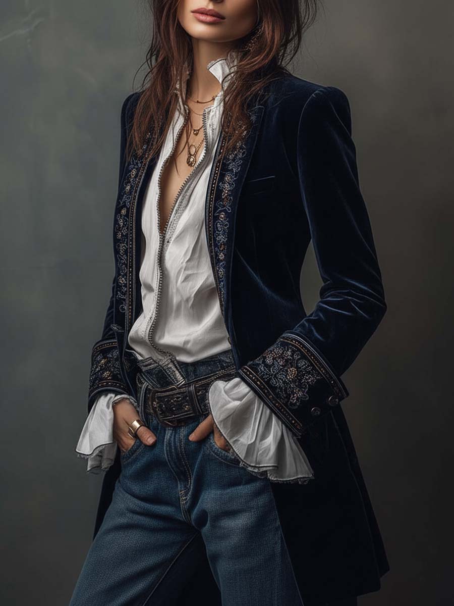 Anastasia Embroidered Longline Jacket