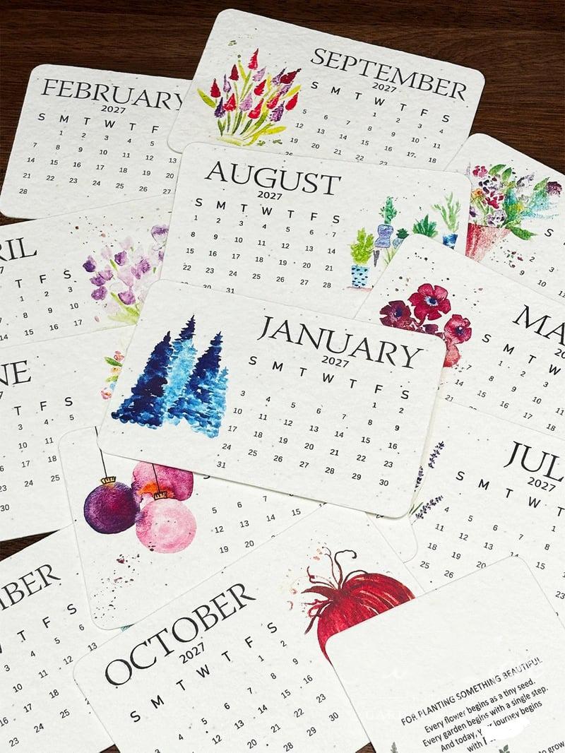 2027 Living Botanical Desk Calendar | Hand-Painted Eco Art Edition