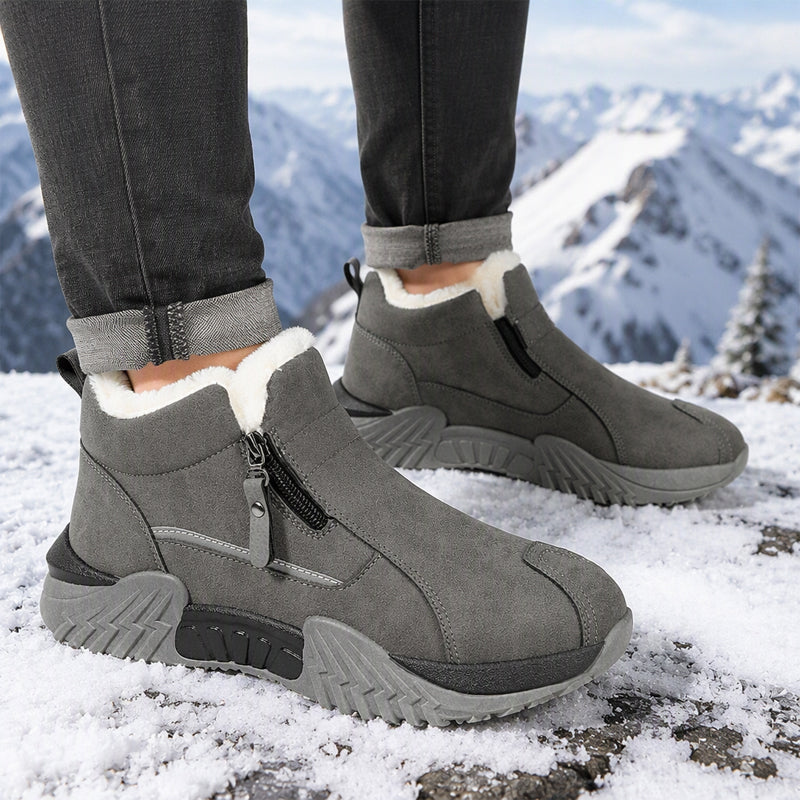 Men's Fleece-Lined Leather High-Tops | Warm Side-Zip Winter Boots – Non-Slip Grip for Cold Weather
