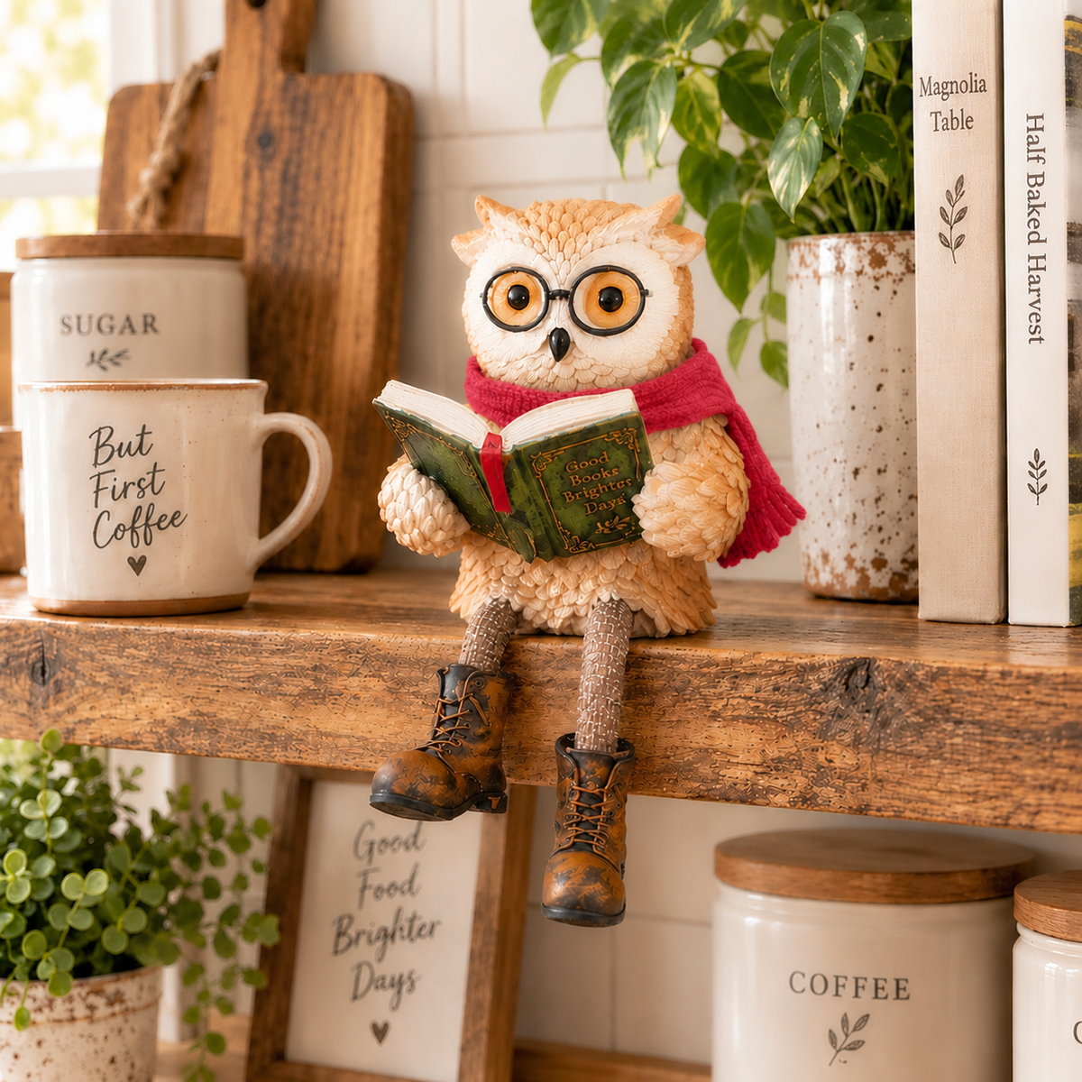 Cute Ornamental Figure of a Reading Owl