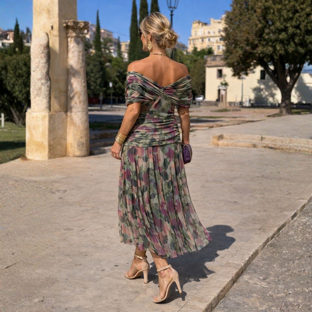 Tummy Flattering Off Shoulder Maxi Dress