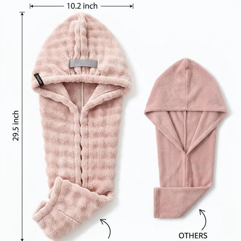 Extra-Thick Microfiber Hair Drying Towel Cap, Super Absorbent Quick-Dry Hair Wrap for Wet Hair