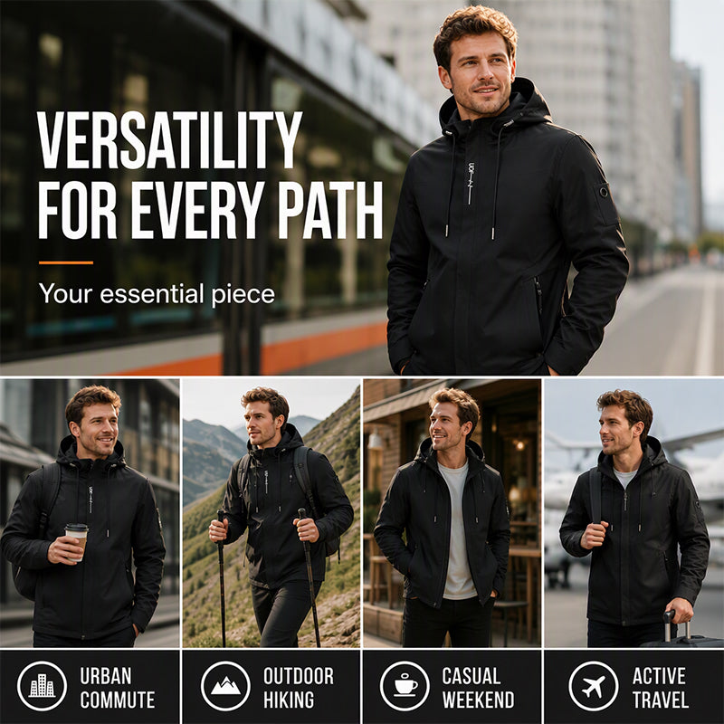 Men's Hooded Jacket – Waterproof & Windproof with a Drawstring