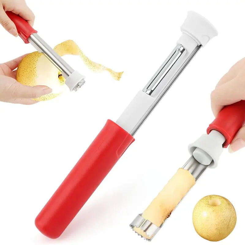 2 in 1 Apple Corer and Peeler, Apple Core Removal Tool, Stainless Steel Fruit Corer