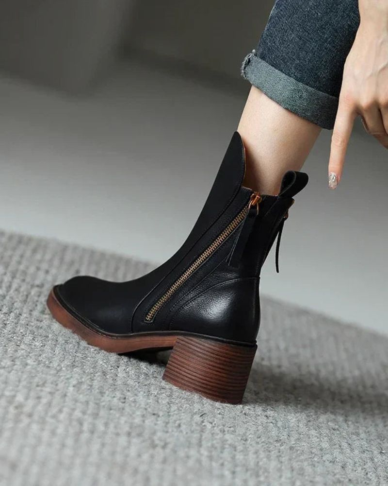 Pernelle | Leather Boots with Block Heel