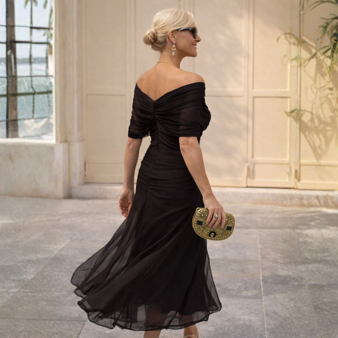 Tummy Flattering Off Shoulder Maxi Dress