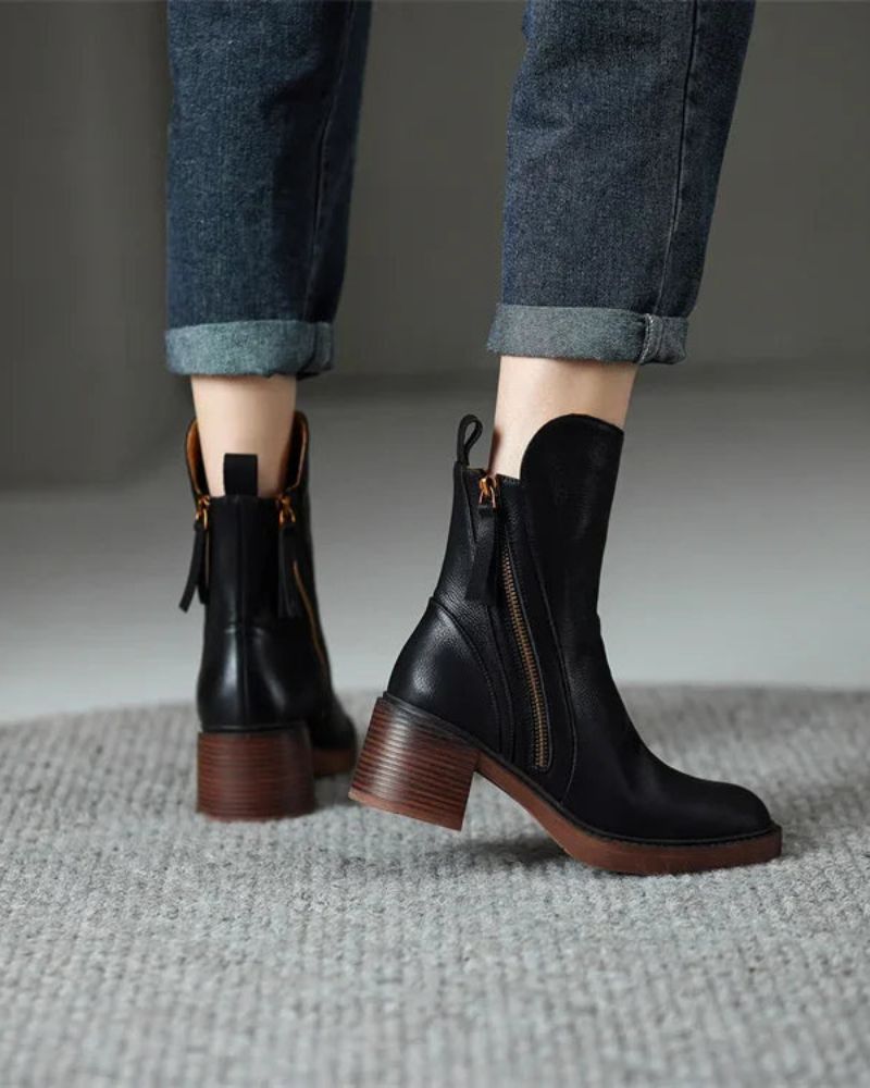 Pernelle | Leather Boots with Block Heel