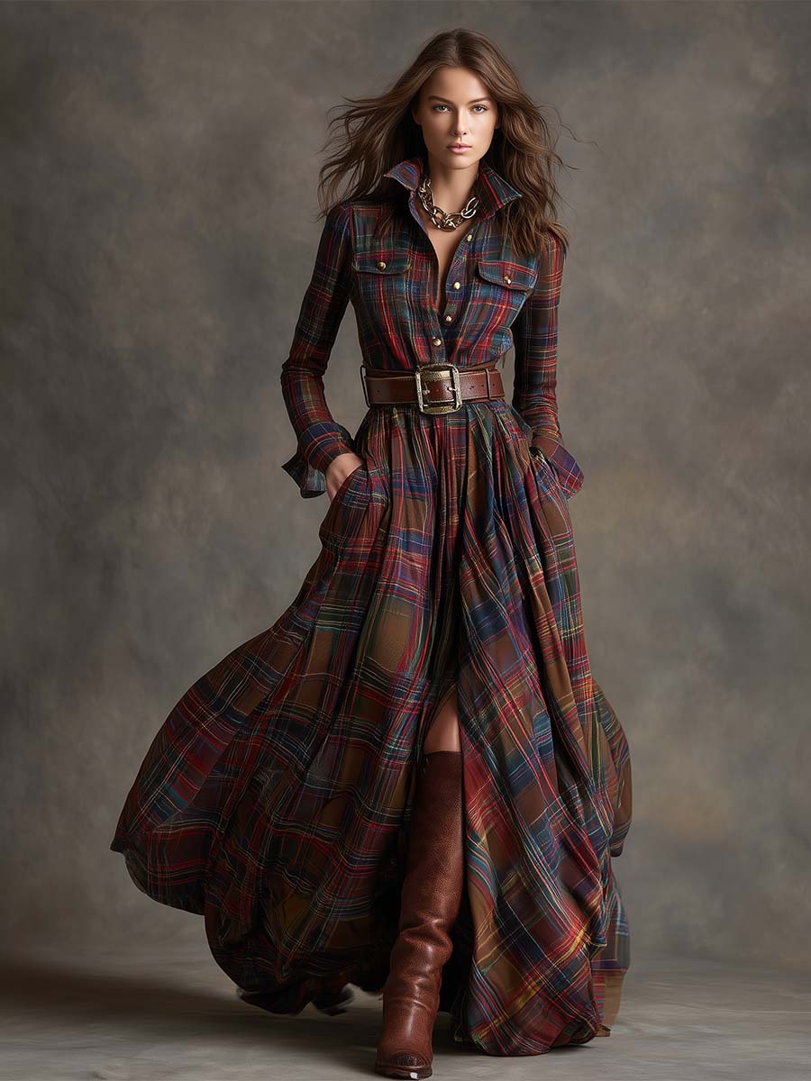 Classic Plaid Shirt Dress