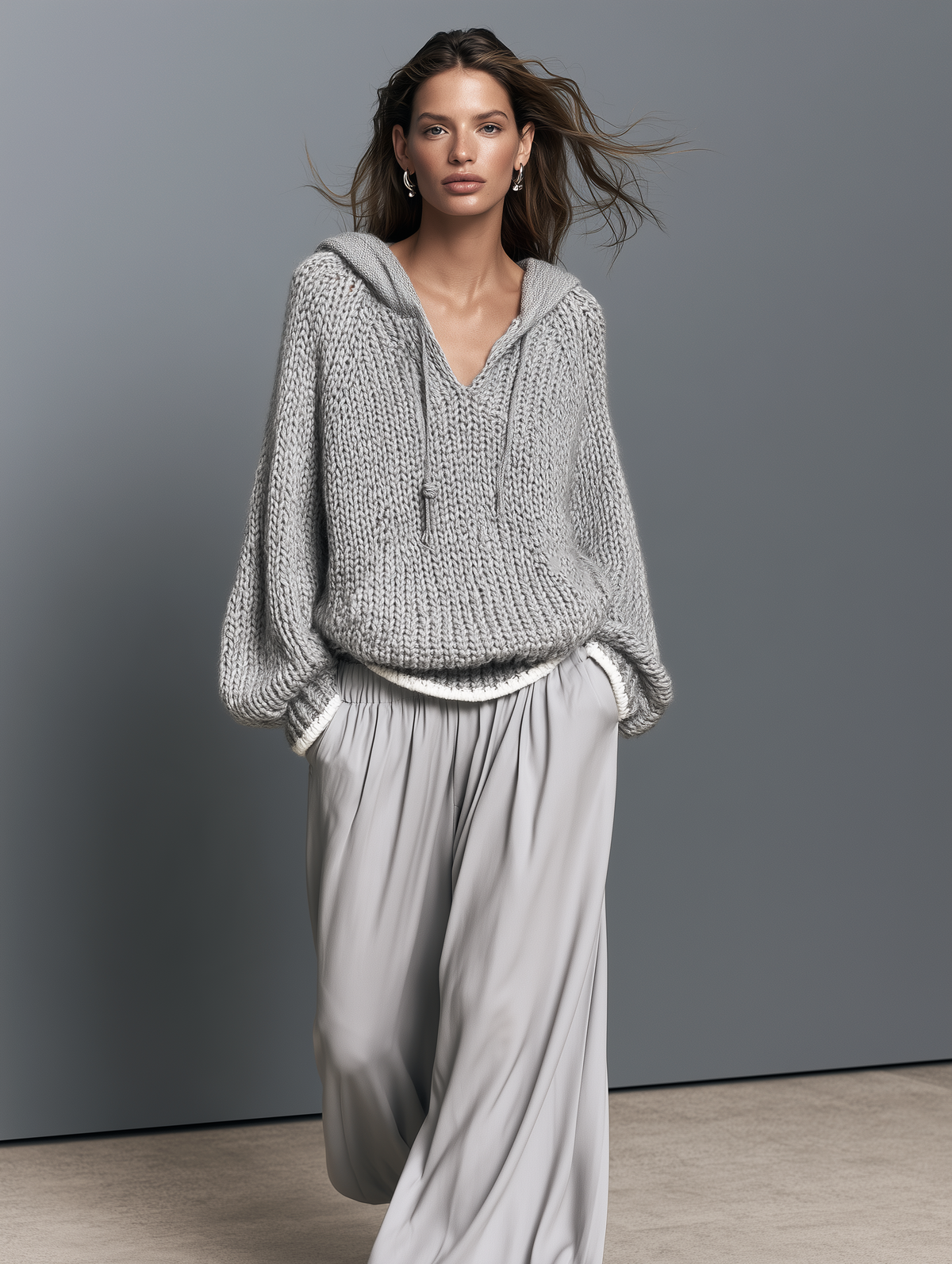 Women's Casual Long-Sleeve Knitted Hoodie