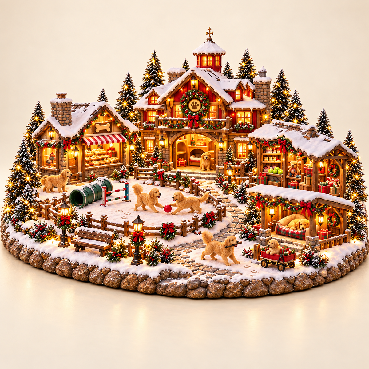 Christmas Golden Retriever Village – Lighted Dog Lover's Holiday Scene