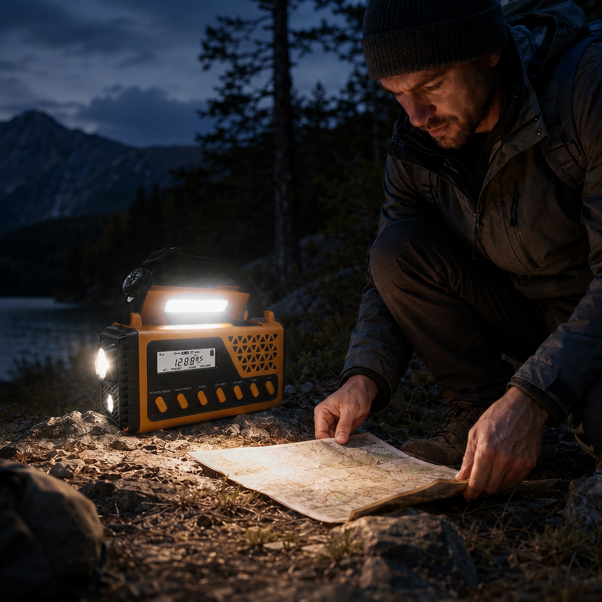 Emergency Radio - Hand Crank & Solar Powered - Powerful 8,000mAh Power Bank