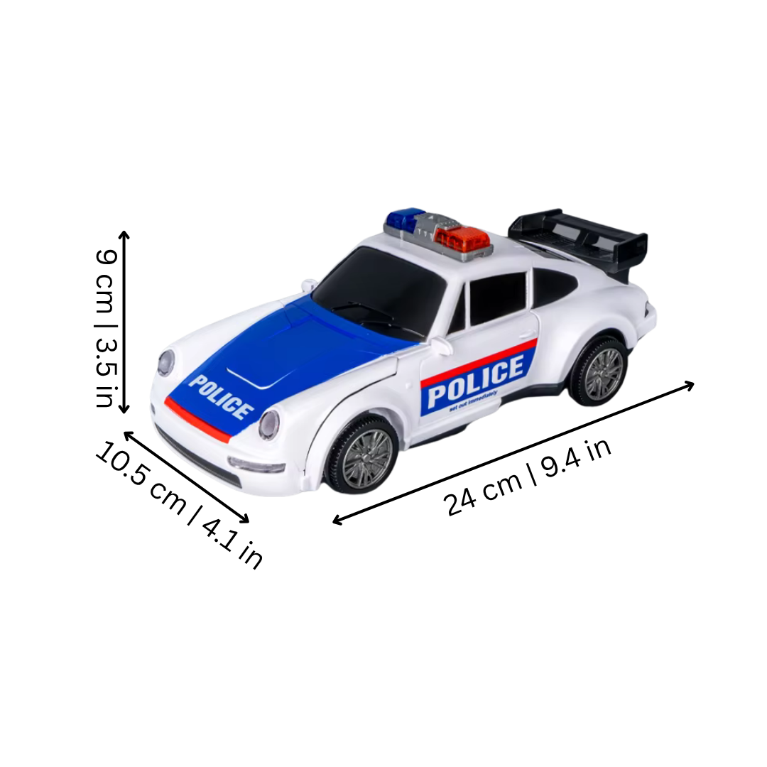 Transforming Police Car Robot with Lights