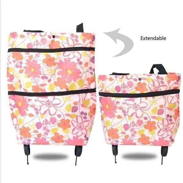 2-in-1 Shopping Bag Foldable Trolley Bag