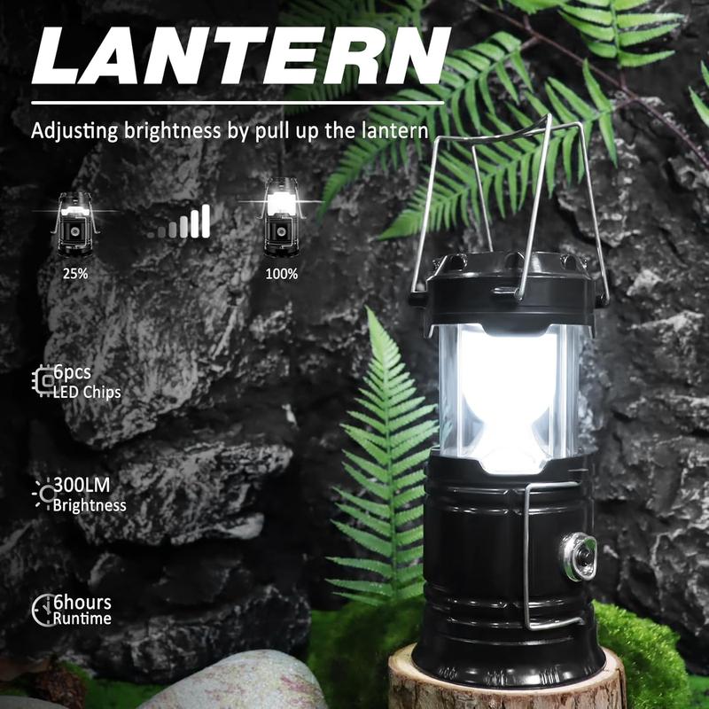Solar Camping Lantern - Rechargeable LED Lights, Magnetic Base & Foldable Hanging Hook - Collapsible Lamp Battery Powered Perfect for Power Outages, Hiking, Emergencies
