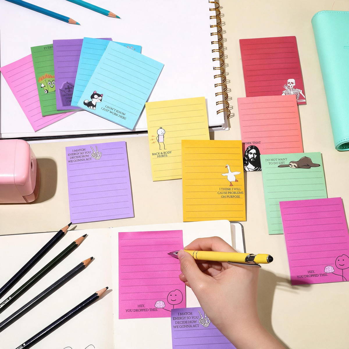 12-Pack Sarcastic Office Sticky Notes – Funny Coworker Memo Pads & Hilarious Desk Gifts