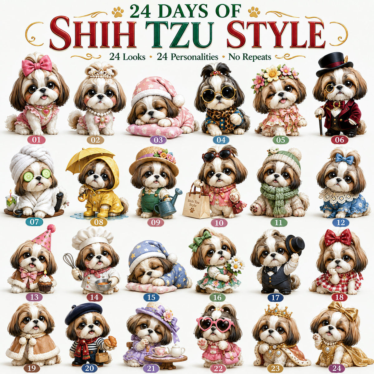 24 Days of Shih Tzu Style Advent Calendar – 24 Unique Shih Tzu Collectibles