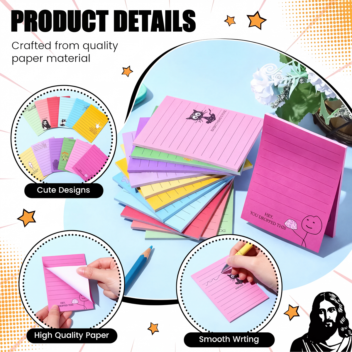 12-Pack Sarcastic Office Sticky Notes – Funny Coworker Memo Pads & Hilarious Desk Gifts
