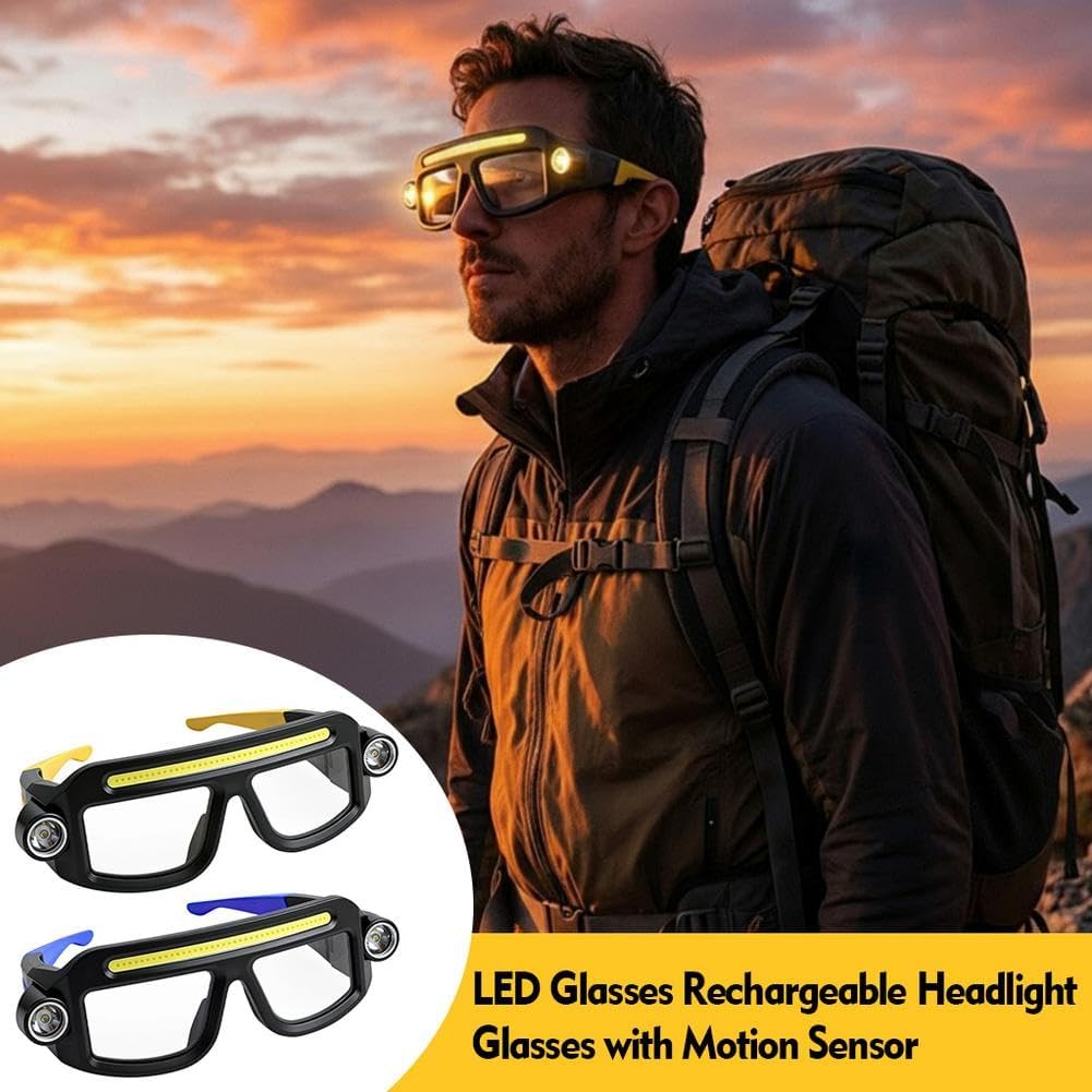 Rechargeable LED Headlamp Glasses - Hand-Wave Sense, Type-C USB Charging
