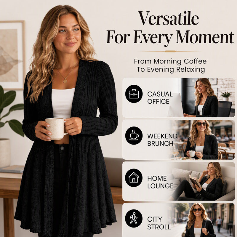 Elegant Textured Open Cardigan