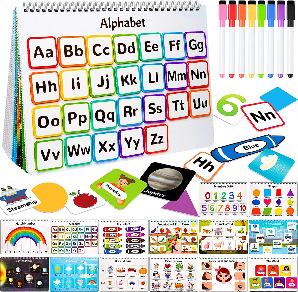 Montessori Busy Book – Reusable Preschool Learning Activity Book