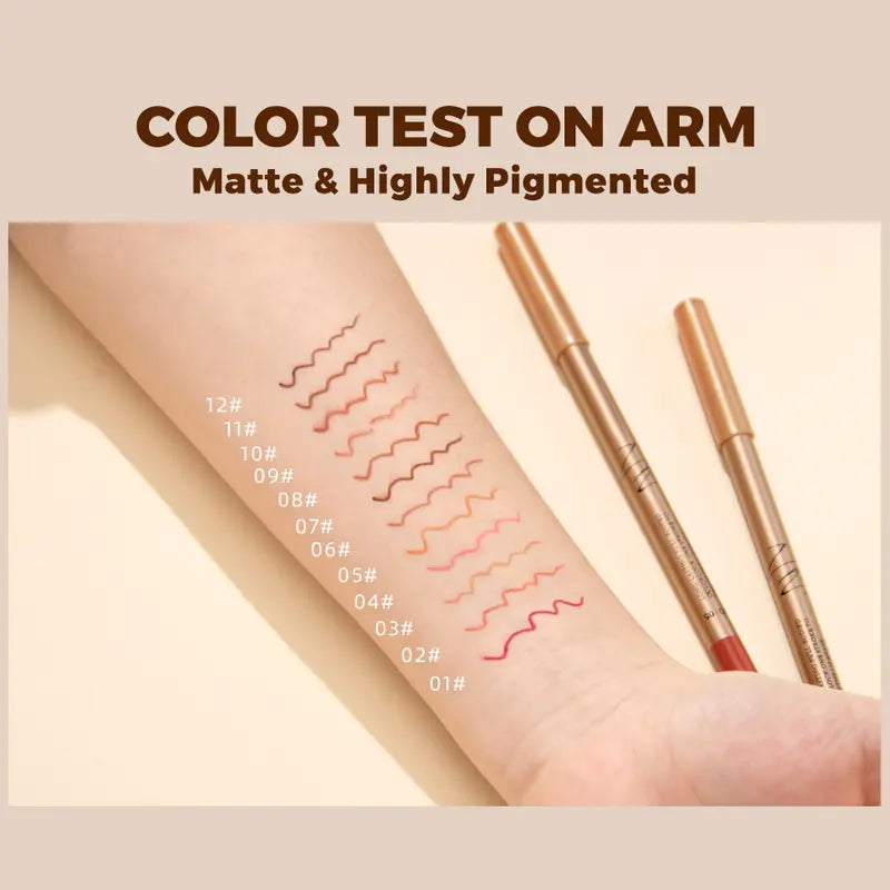 12 Pcs Matte Lip Liner Set with Sharpener, Blendable Lip Pencil