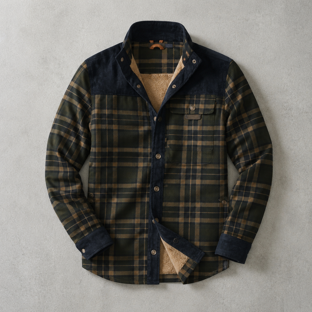 Brunico Check-Flannel Sherpa-Lined Field Overshirt