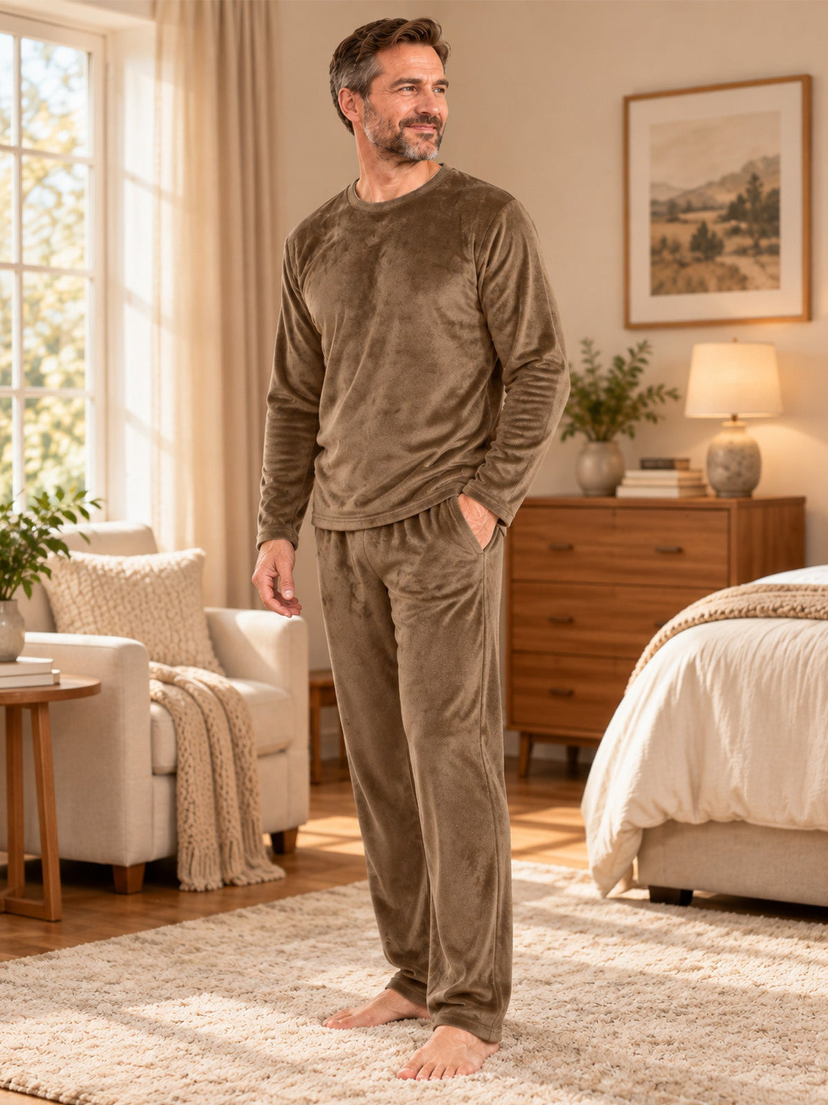 Men's Cozy Thermal Velvet Pajama Set