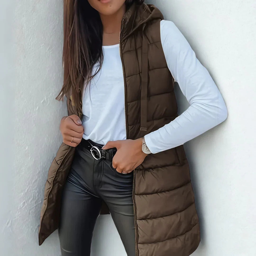 Long Hooded Puffer Vest