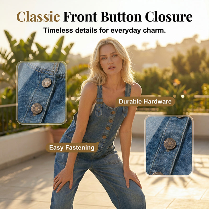 Women's Relaxed-Fit Denim Overalls with Deep Pockets