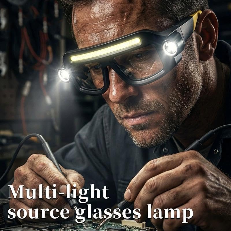 Rechargeable LED Headlamp Glasses - Hand-Wave Sense, Type-C USB Charging