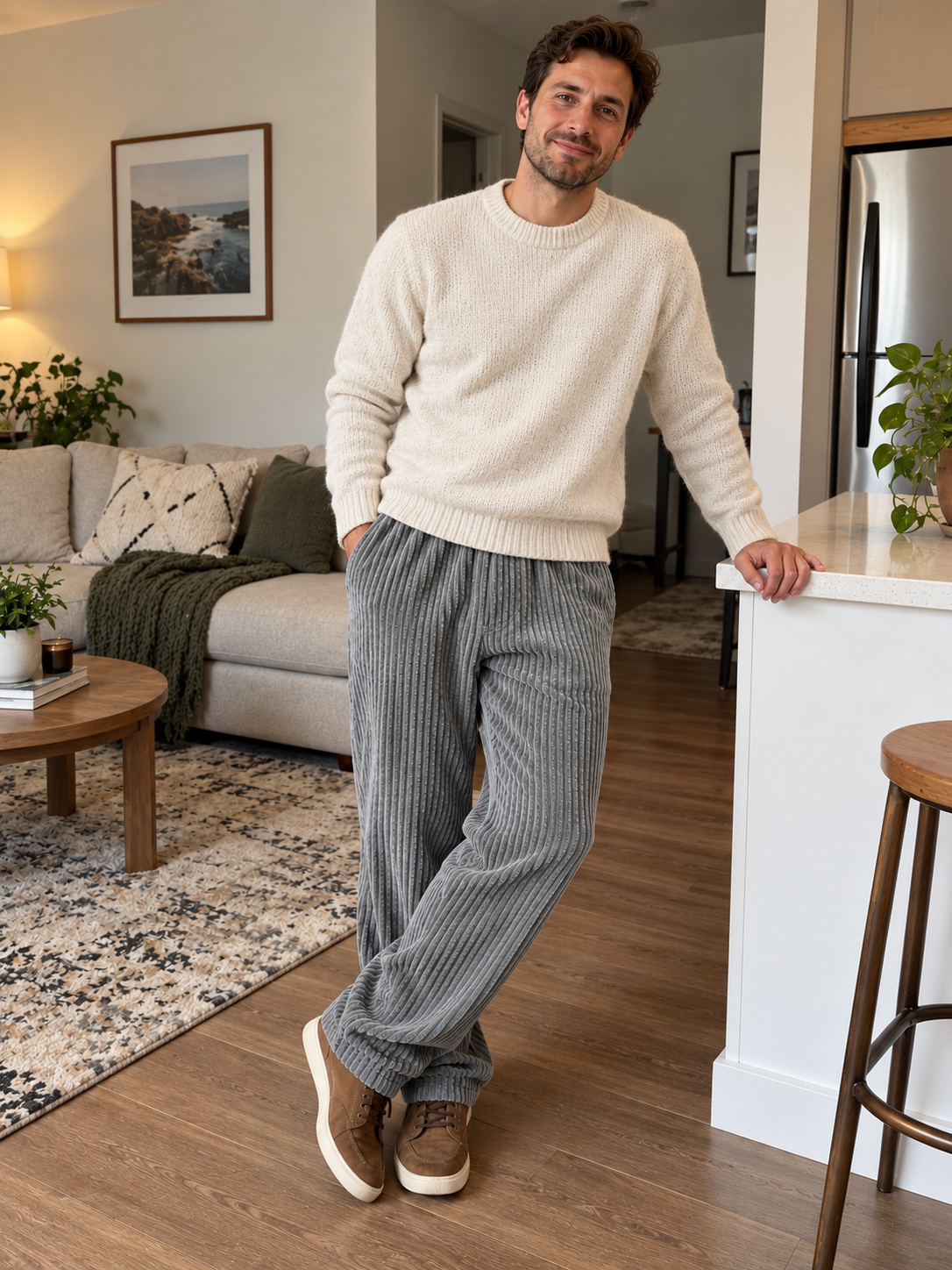 Relaxed Fit Thick Corduroy Drawstring Pants