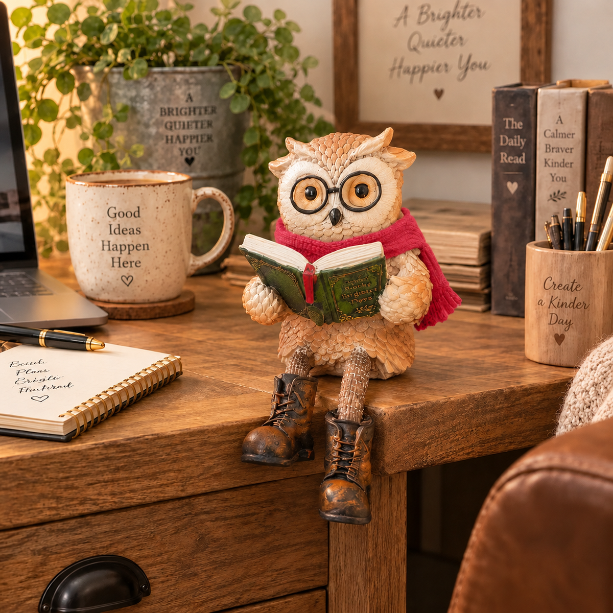 Cute Ornamental Figure of a Reading Owl