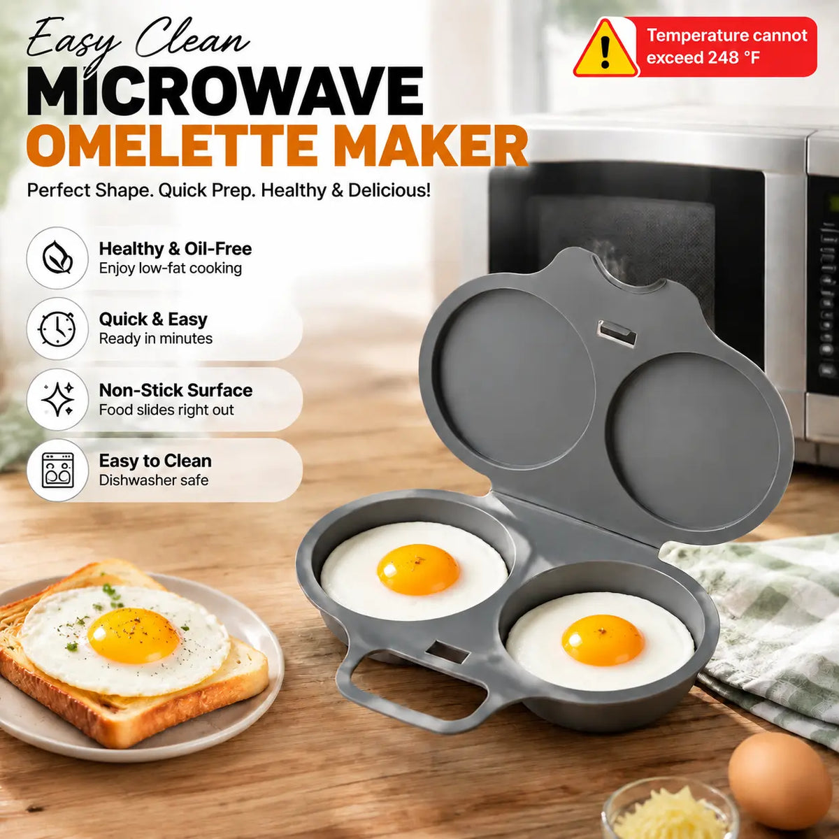 2-Pack Easy-To-Clean Microwave Omelette Maker, Multifunctional Egg Poacher