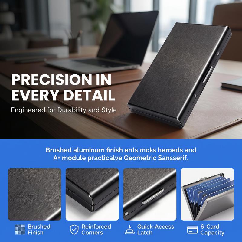 RFID Blocking Metal Card Holder, Ultra Slim Stainless Steel Business Credit Card Case