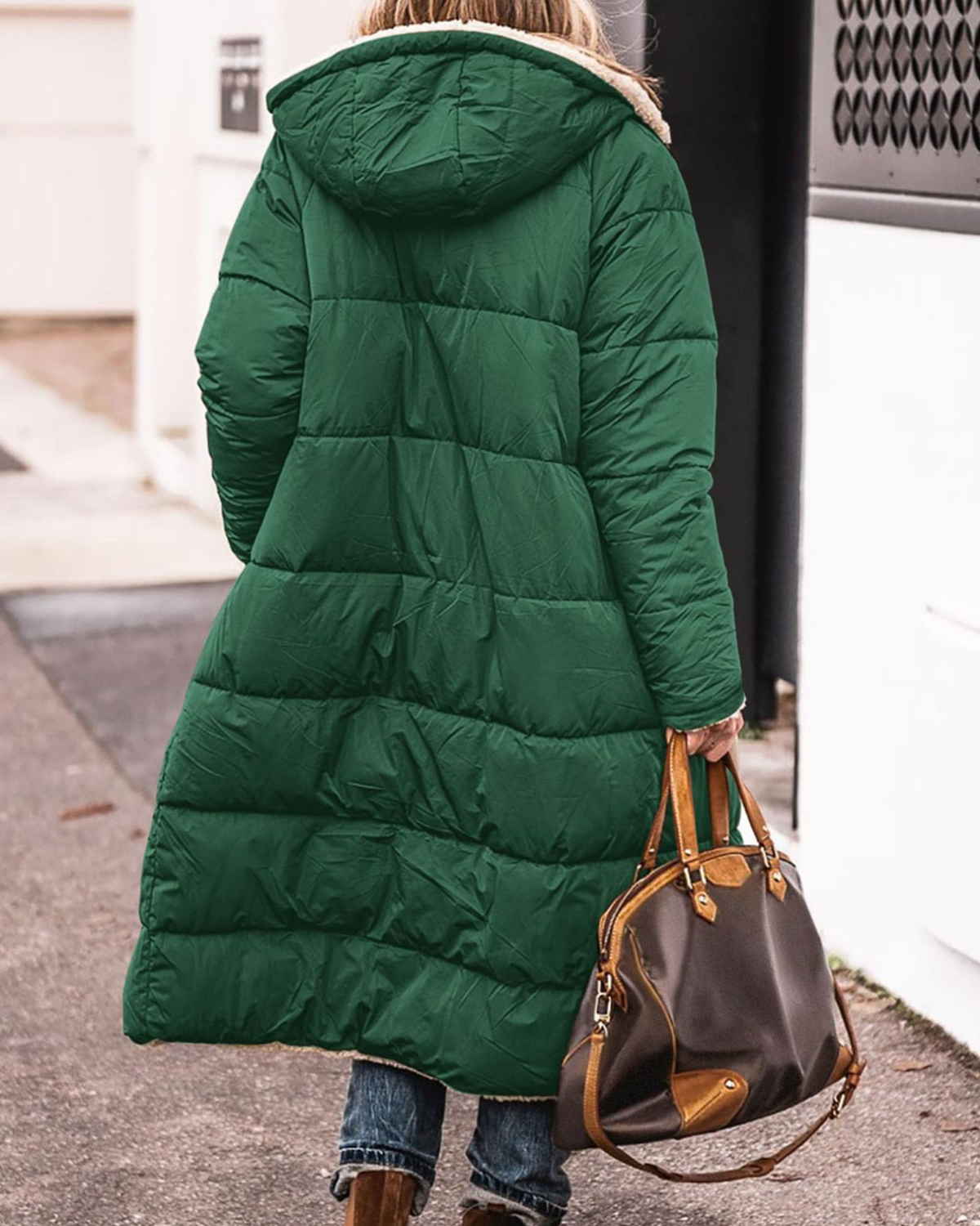Long Reversible Sherpa Hooded Coat