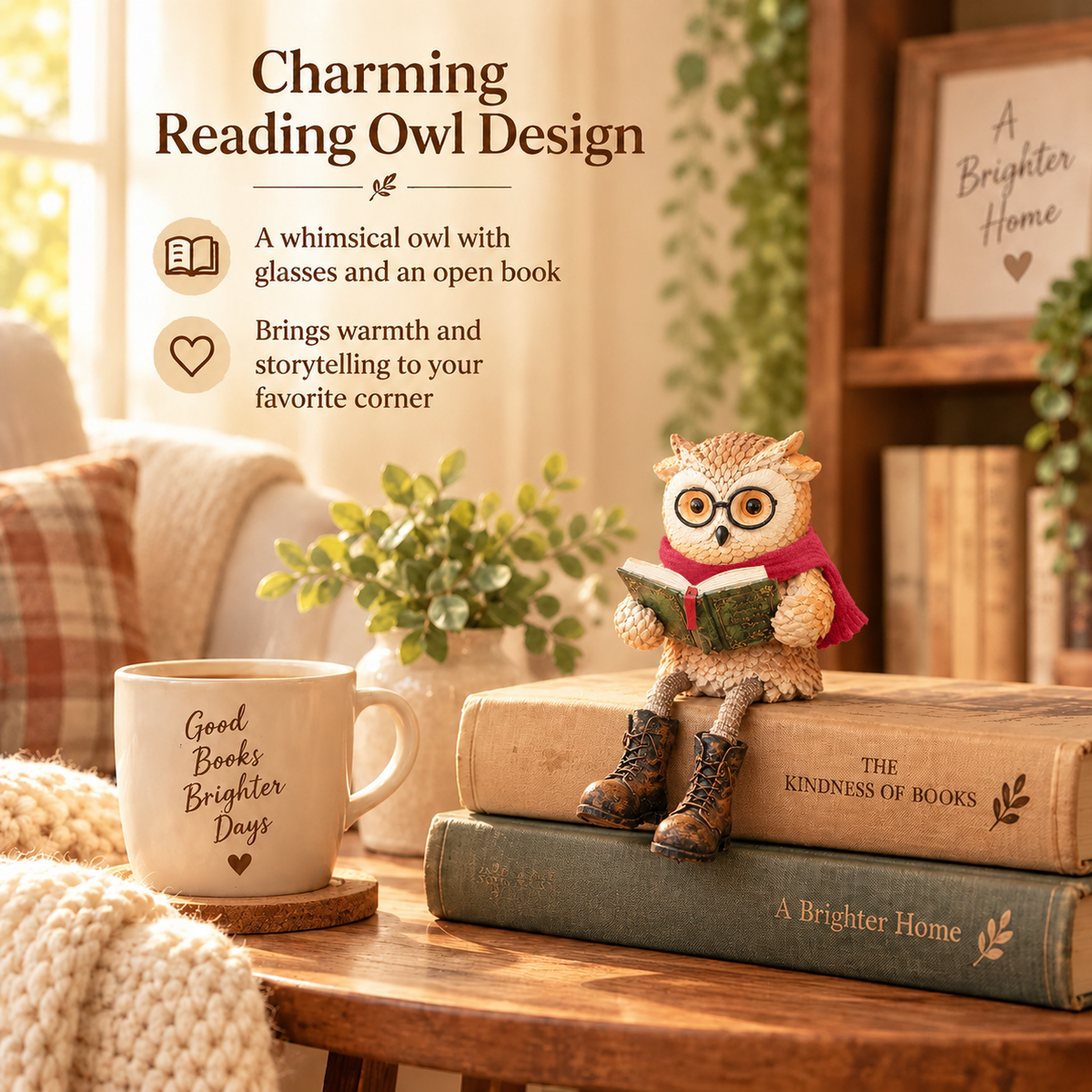 Cute Ornamental Figure of a Reading Owl