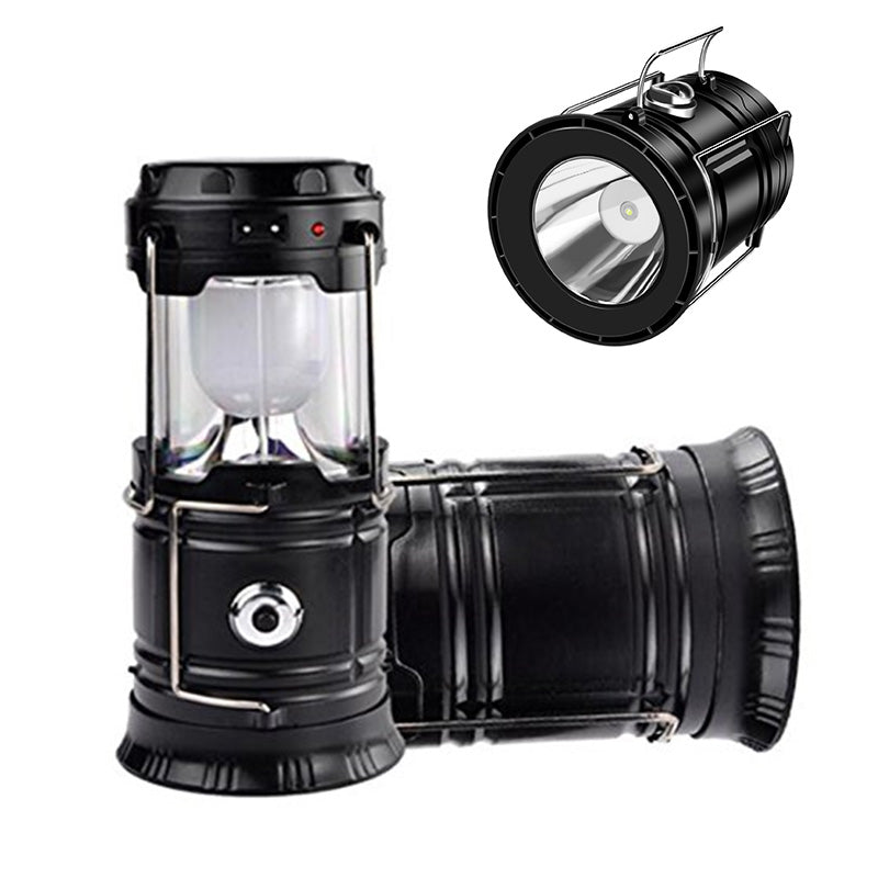 Solar Camping Lantern - Rechargeable LED Lights, Magnetic Base & Foldable Hanging Hook - Collapsible Lamp Battery Powered Perfect for Power Outages, Hiking, Emergencies