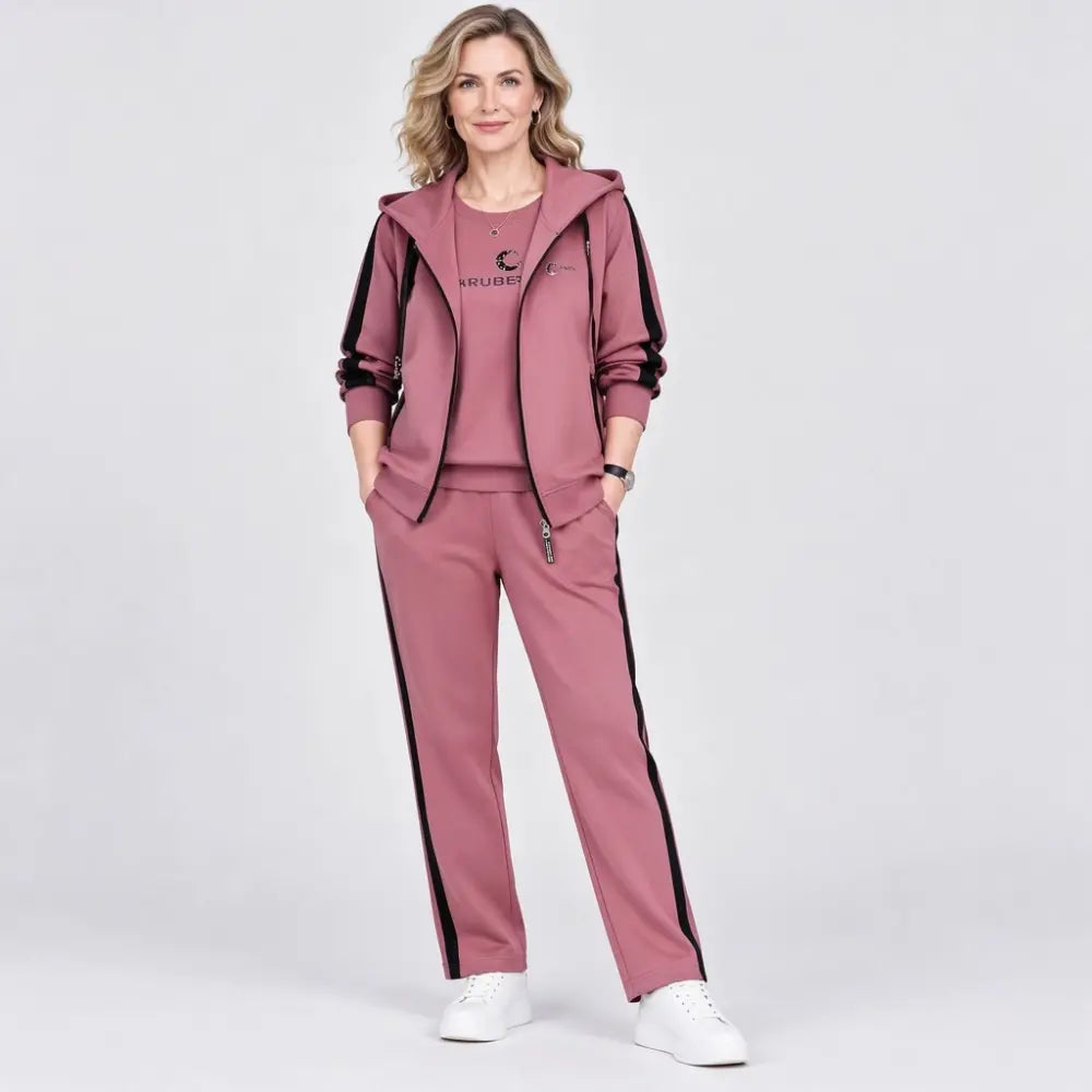 Women's 3-Piece Hooded Tracksuit Set for Autumn and Winter, Loose Fit, Plus Size