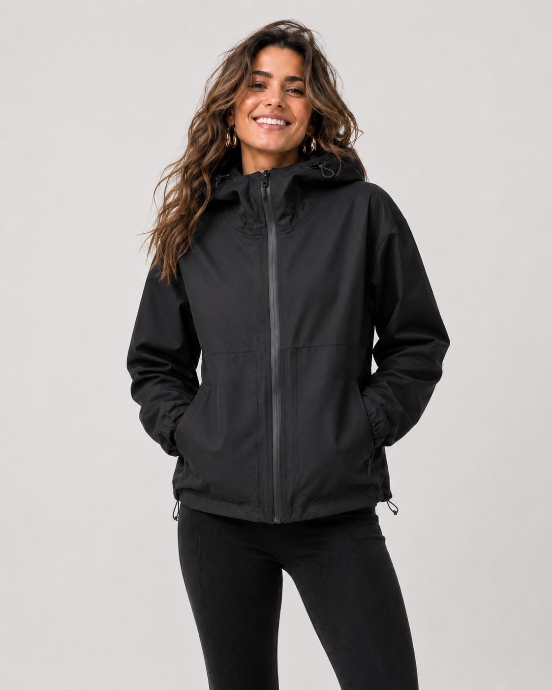 Women's Rain Jacket with Hidden Leopard Print