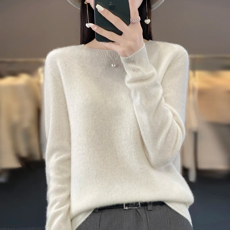 Cashmere Pullover Women's Stylish Round Neck, Soft & Comfortable
