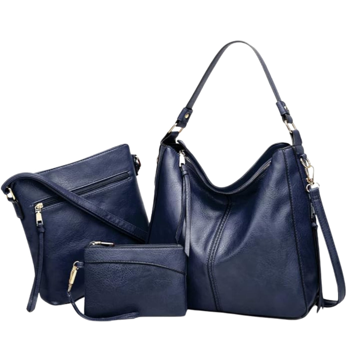 Luxury Leather 3-Piece Hobo Bag Set