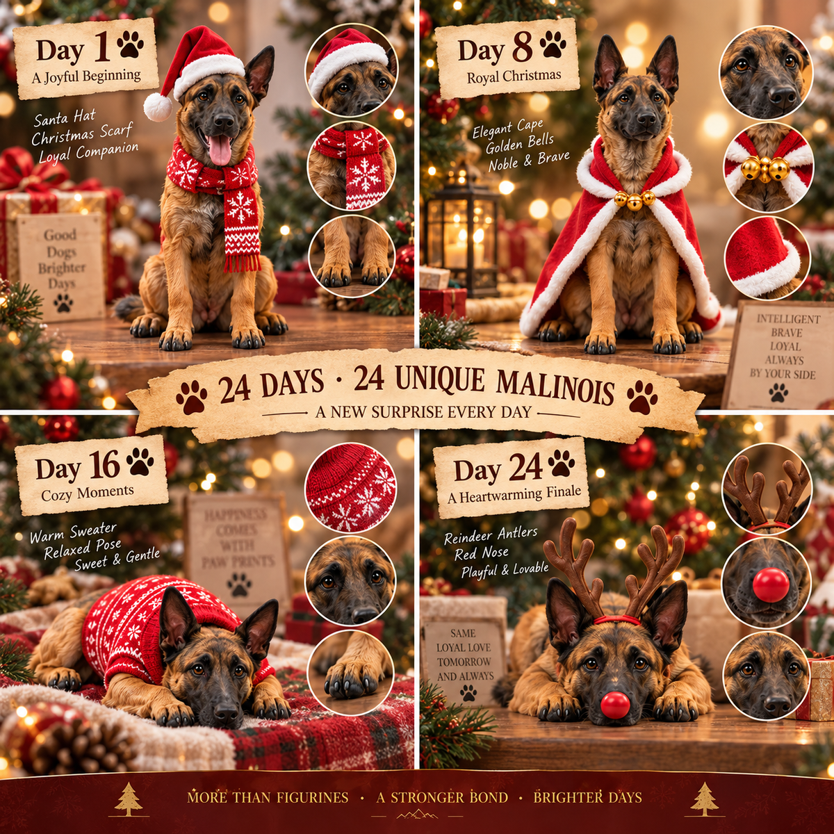 24 Days of Belgian Malinois Joy - 24 Unique Collectible Figurines