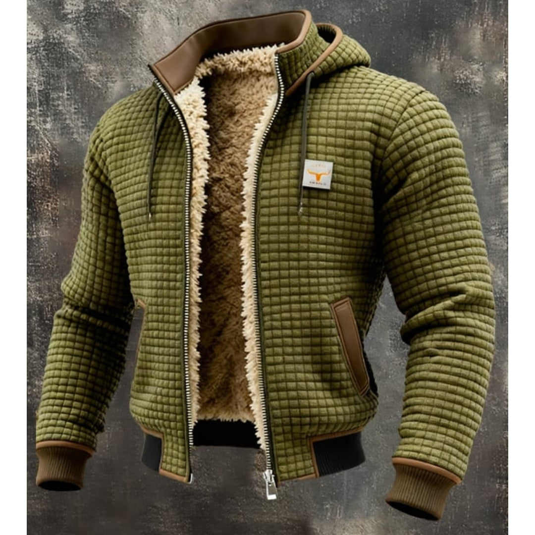 Men's Thermal Fleece Winter Jacket – Quilted Hooded Zip-Up Coat with Sherpa Lining and Wind-Resistant Finish