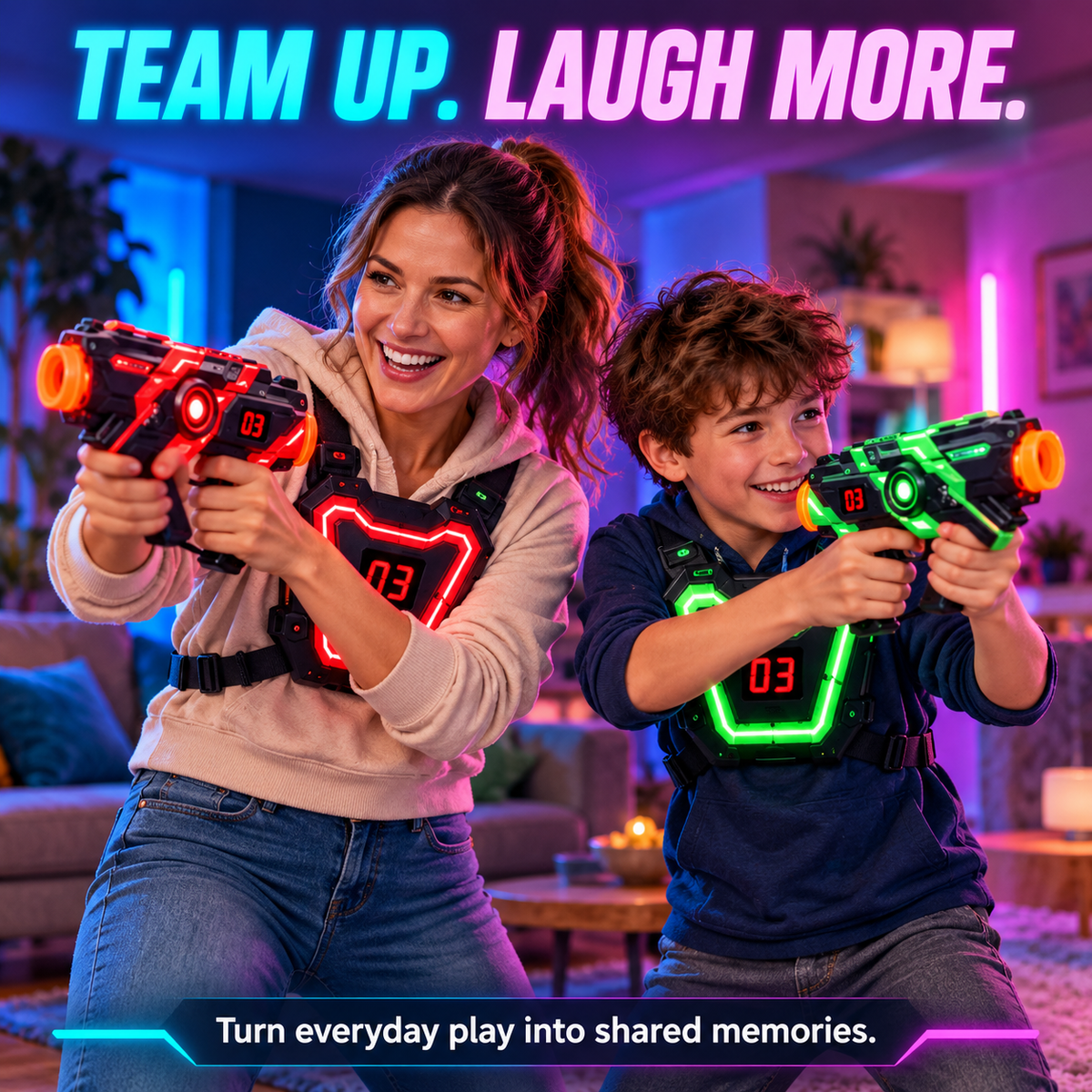 Infrared Laser Tag Battle Set – Neon Blasters & Chest Targets