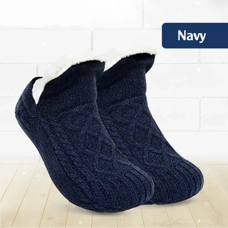 Fleece-Lined Non-Slip Thermal Slippers Socks