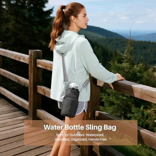Water Bottle Bag Crossbody, Insulated Water Bottle Purse Crossbody Water Bottle Holder with Strap