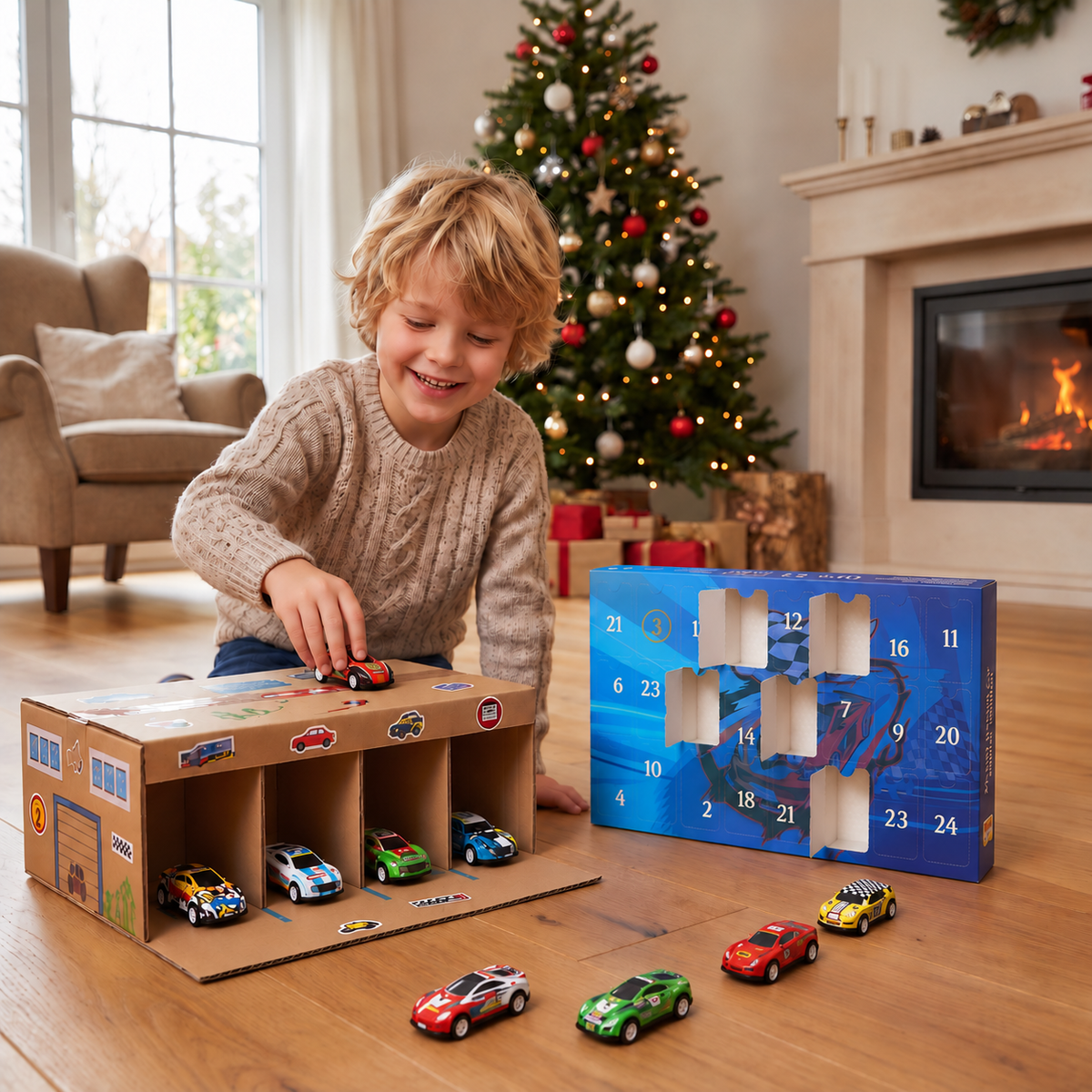 24-Day Racing Car Advent Calendar with Surprise Toy Cars