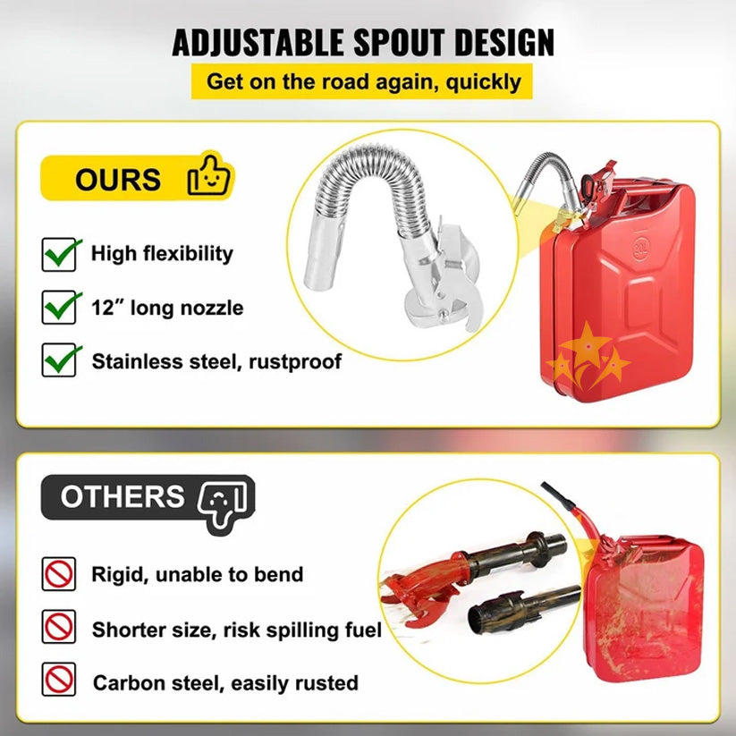 Stainless Steel Gas Can Spout Upgrade - Military-Grade & Rust-Proof