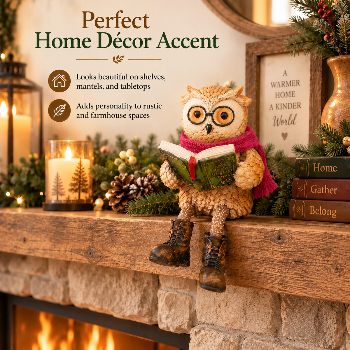 Cute Ornamental Figure of a Reading Owl