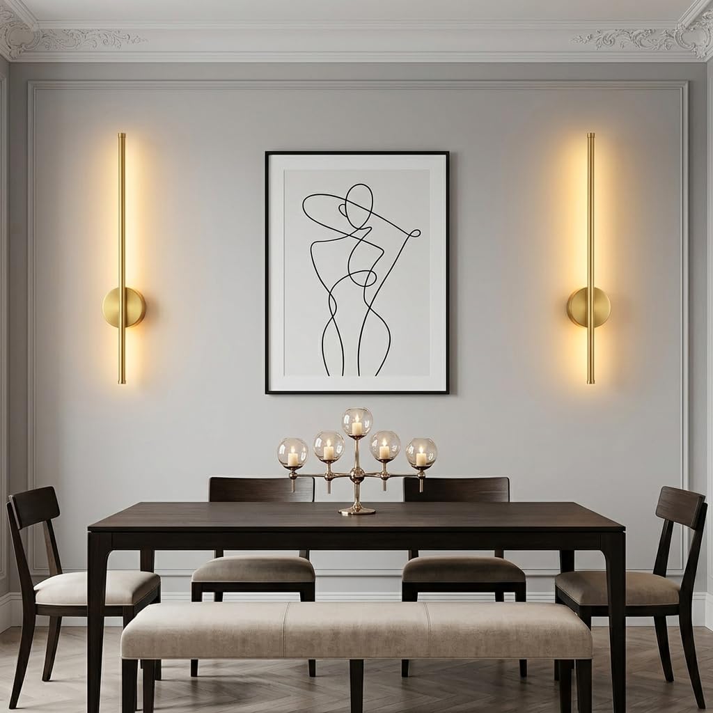 Gold Rechargeable Wall Lamp, 19.6 in – Dimmable LED Wall Sconce